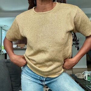Vintage Gold Metallic  short sleeve shirt